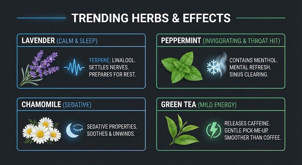 Trending Herbs and Effects Infographic | Ruthless Vapor