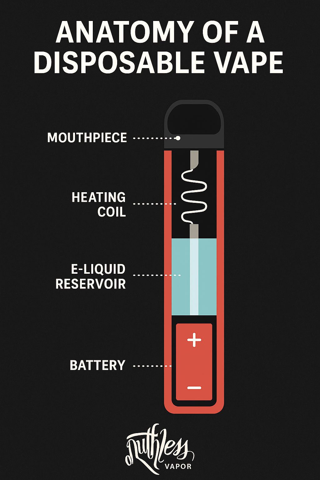 Anatomy of Disposable Vape Infographic | Ruthless Vapor